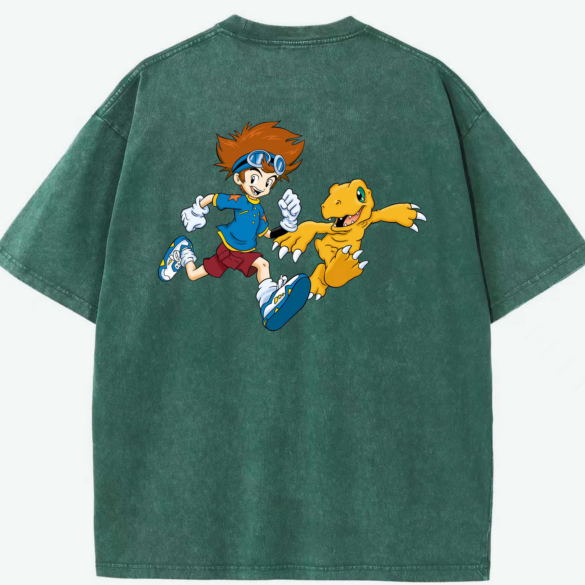 （画像用） Digimon デジタルモンスター/デジモン 綿100% ヴィンテージ風 半袖Tシャツ（背面プリント）